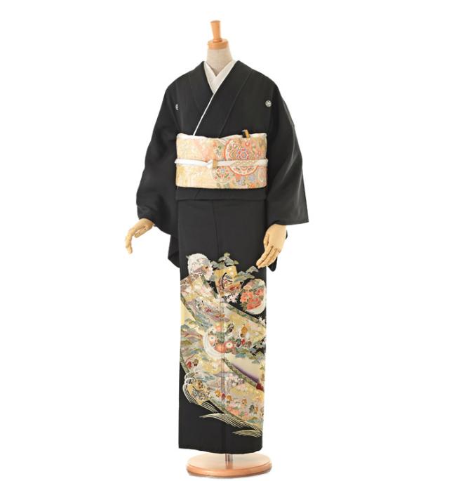 往復送料無料 2泊3日 レンタル 黒留袖 レンタル Mワイド サイズ No.0161