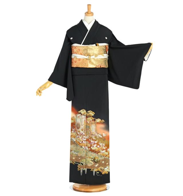 往復送料無料 2泊3日 レンタル 黒留袖 レンタル Lサイズ No.1909