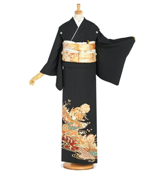 往復送料無料 2泊3日 レンタル 黒留袖 レンタル Lサイズ No.1876