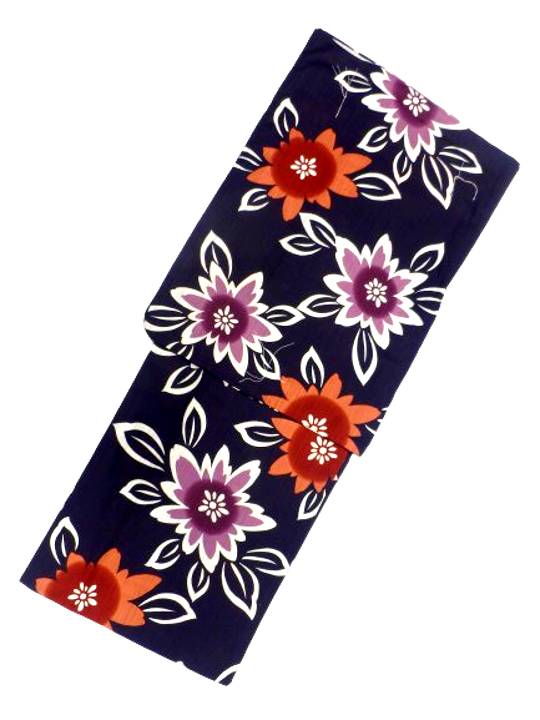 仕立て上がり浴衣 浴衣 プレタ 対応身長 155ｃｍ-168ｃｍ 変わり織り 濃紺地 洋花 柄 No.2568 セットにするとさらにお得！！の通販は 5,280円