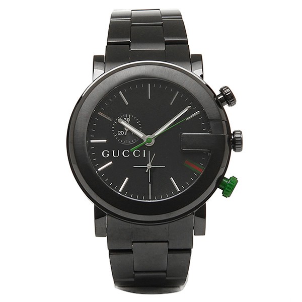 【2年保証】グッチ 時計 メンズ 腕時計 GUCCI YA101331 Gラウンド クロノグラフ ステンレス オールブラック