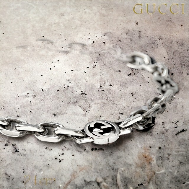 グッチ ブレスレット メンズ レディース GUCCI インターロッキングG sterling silver 620798 J8400 0811 シルバー アクセサリー ギフト 腕輪 ジュエリー ブランド 高級 おしゃれ プレゼント 実用的 ペア
