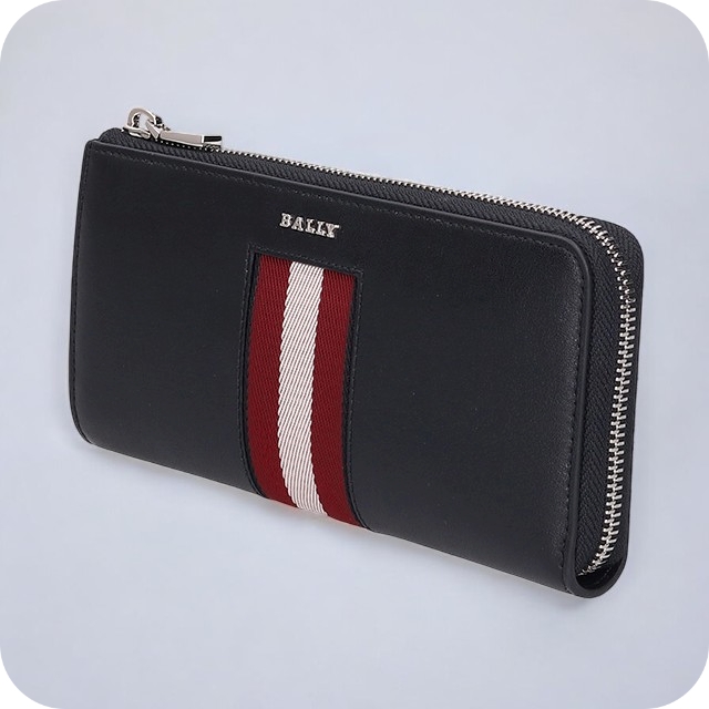 バリー 長財布 メンズ レディース ブランド BALLY レザー 6309717 ブラック レッド 財布