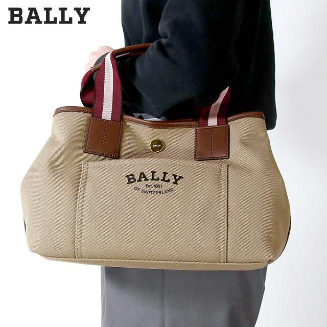 バリー トートバッグ メンズ レディース ブランド BALLY ドライヴァリア トート M キャンバス レザー 6306290 サンドベージュ バッグの通販は