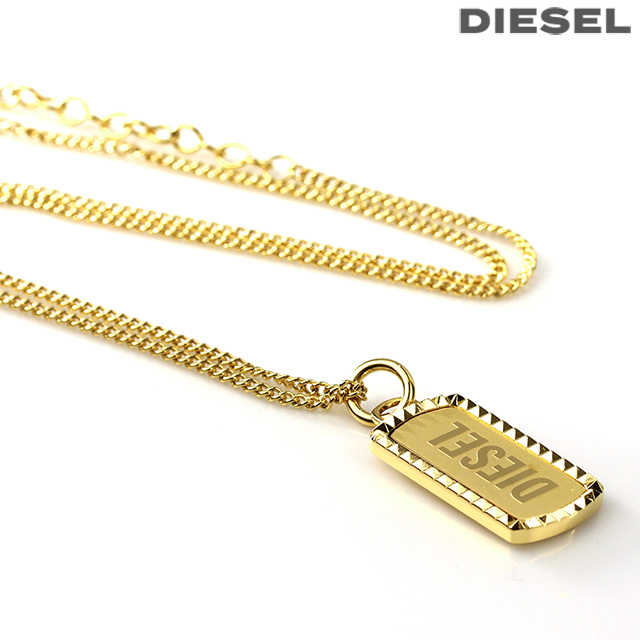 ディーゼル ネックレス メンズ レディース ブランド DIESEL ステンレススチール ドッグタグ DX1456710 ゴールド アクセサリーの通販は 9,600円