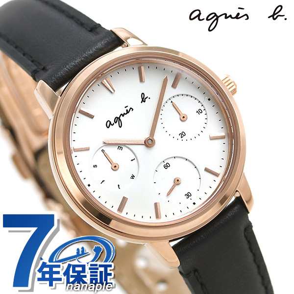 【2日間限定★全品400円OFFクーポン】 アニエスベー 時計 サム 32mm レディース 腕時計 革ベルト FCST989 agnes b. シルバー ブラックの通販は