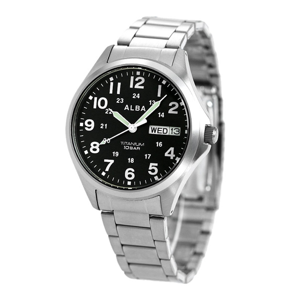セイコー アルバ メンズ 腕時計 カレンダー チタン AQPJ402 SEIKO ALBA クオーツ ブラック_1