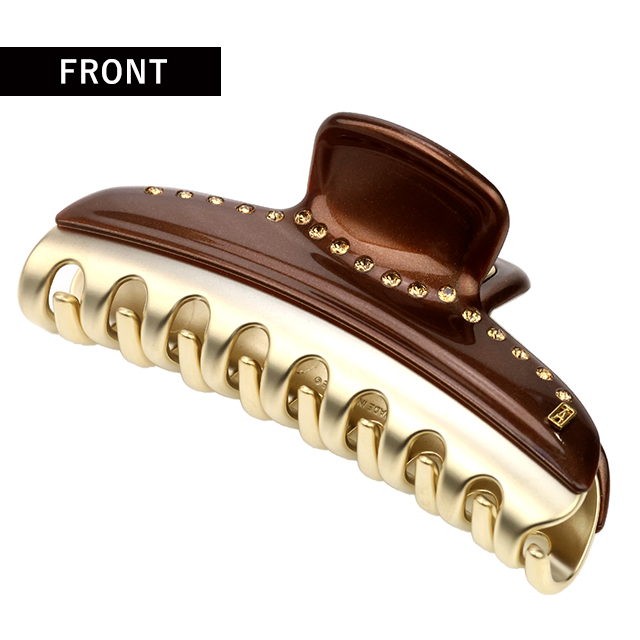アレクサンドル ドゥ パリ ヘアクリップ レディース ブランド ALEXANDRE DE PARIS ヴァンドームLクリップ スワロフスキー ICCL-12832-03-X4 PAIL BROWN ヘアアクセサリー_1