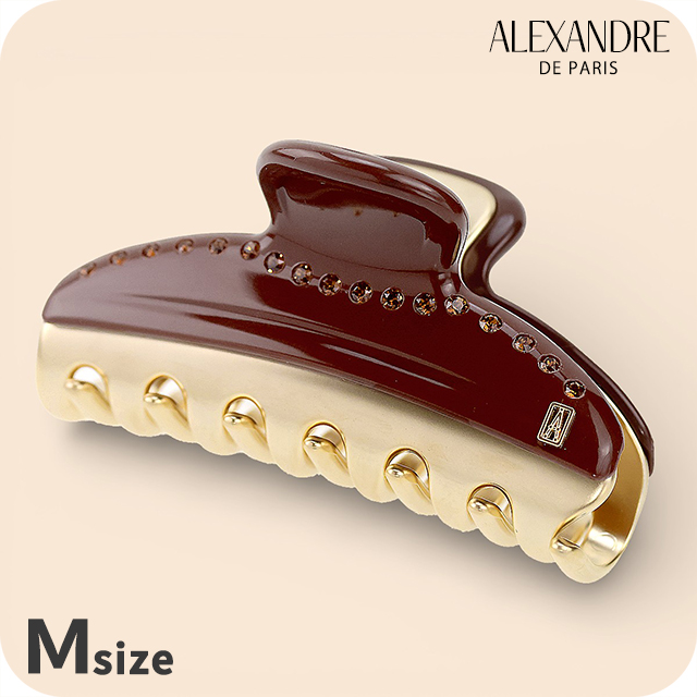 アレクサンドル ドゥ パリ ヘアクリップ レディース ブランド ALEXANDRE DE PARIS ヴァンドームMクリップ スワロフスキー ICCM-15571-03-H2 BRUN ヘアアクセサリー