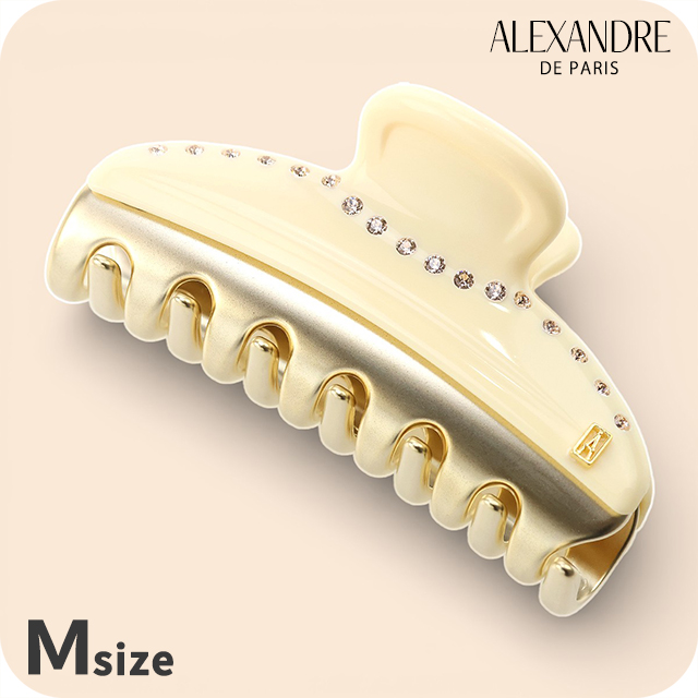 アレクサンドル ドゥ パリ ヘアクリップ レディース ブランド ALEXANDRE DE PARIS ヴァンドームMクリップ スワロフスキー ICCM-15571-03-I1 IVOIRE ヘアアクセサリー