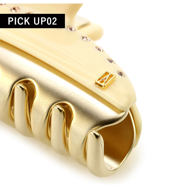 アレクサンドル ドゥ パリ ヘアクリップ レディース ブランド ALEXANDRE DE PARIS ヴァンドームMクリップ スワロフスキー ICCM-15571-03-I1 IVOIRE ヘアアクセサリー_4