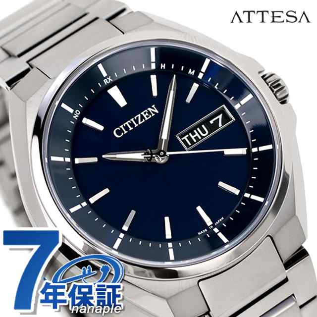 AT6050-54L シチズン アテッサ エコドライブ 電波時計 メンズ 腕時計 ブランド チタン カレンダー CITIZEN ATESSA ネイビー  時計｜au PAY マーケット