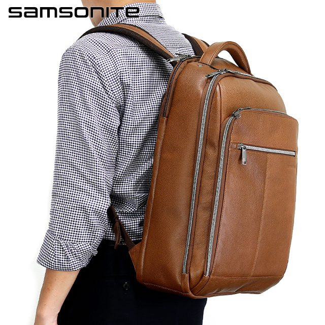 サムソナイト リュック サム クラシック レザー ビジネスカバン リュック バックパック リュックサック スクールバッグ レザー ユニセックス メンズ 126037-1221 Samsonite Cognacの通販は