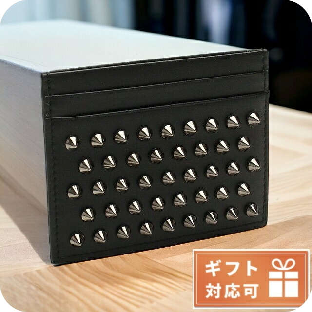 クリスチャン ルブタン カードケース レディース Christian Louboutin CALF PARIS-SPIKES カーフ イタリア 3165043 BLACK-GUNL ブラック 財布