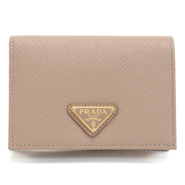 プラダ 二折財布小銭入付き レディース ブランド PRADA SAFFIANO TRIANGOLO レザー イタリア 1MV021 CIPRIA ピンク系 財布_1