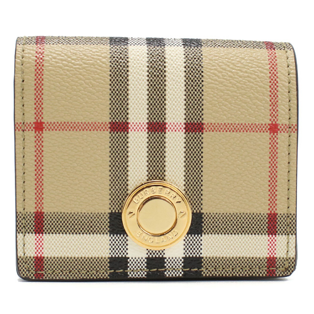 バーバリー 二折財布小銭入付き レディース ブランド BURBERRY ルーマニア 8070417 ARCHIVE BEIGE ベージュ系 マルチカラー 財布_1