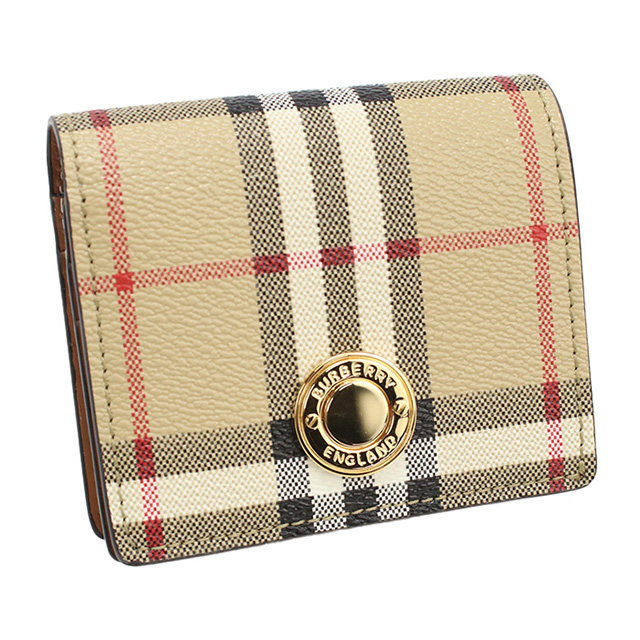 バーバリー 二折財布小銭入付き レディース ブランド BURBERRY ルーマニア 8070417 ARCHIVE BEIGE ベージュ系 マルチカラー 財布_3