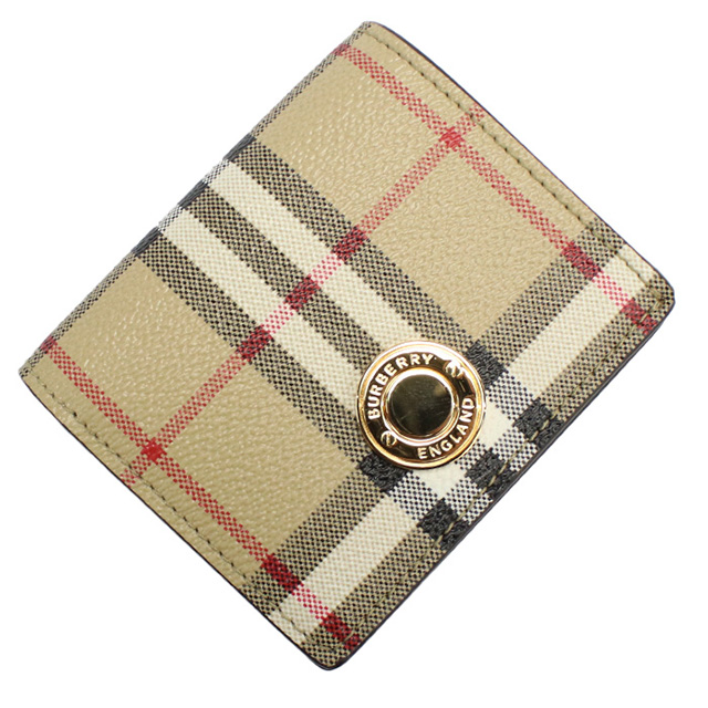 バーバリー 二折財布小銭入付き レディース ブランド BURBERRY ルーマニア 8070417 ARCHIVE BEIGE ベージュ系 マルチカラー 財布_4