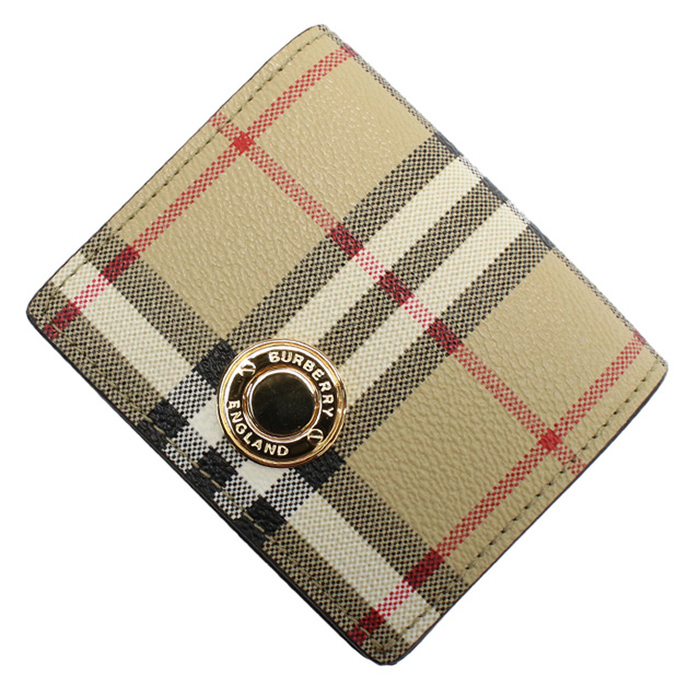 バーバリー 二折財布小銭入付き レディース ブランド BURBERRY ルーマニア 8070417 ARCHIVE BEIGE ベージュ系 マルチカラー 財布_5