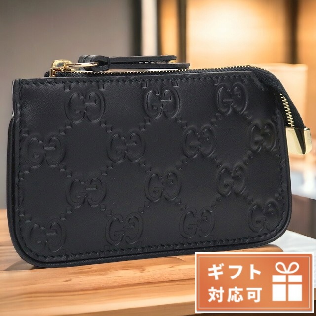 グッチ キーリング付小銭入れ レディース ブランド GUCCI レザー イタリア 447964 ブラック 財布