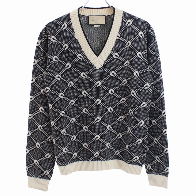 グッチ ニット メンズ ブランド GUCCI イタリア 703112 ブラック ベージュ系 ウェア 選べるモデル