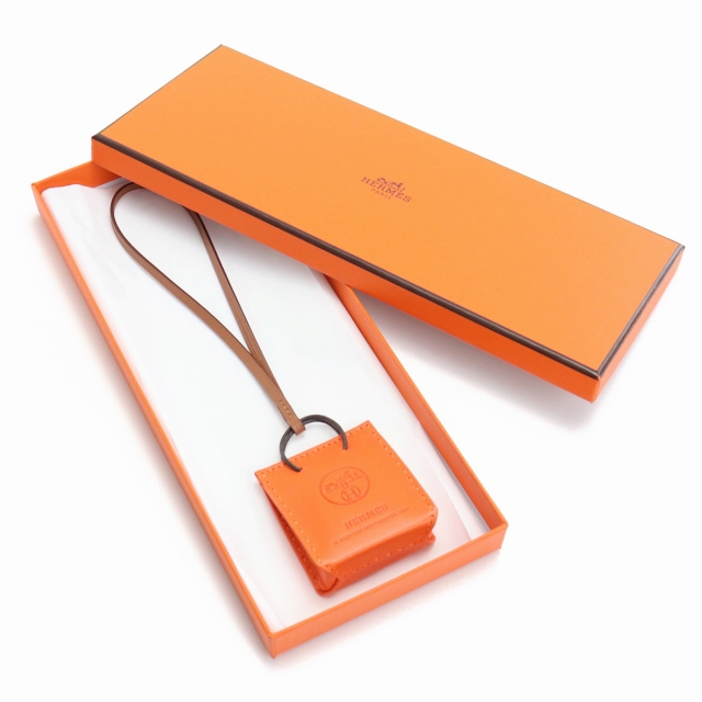 エルメス バッグチャーム レディース HERMES レザー フランス サックオランジュ オレンジ系 小物_3