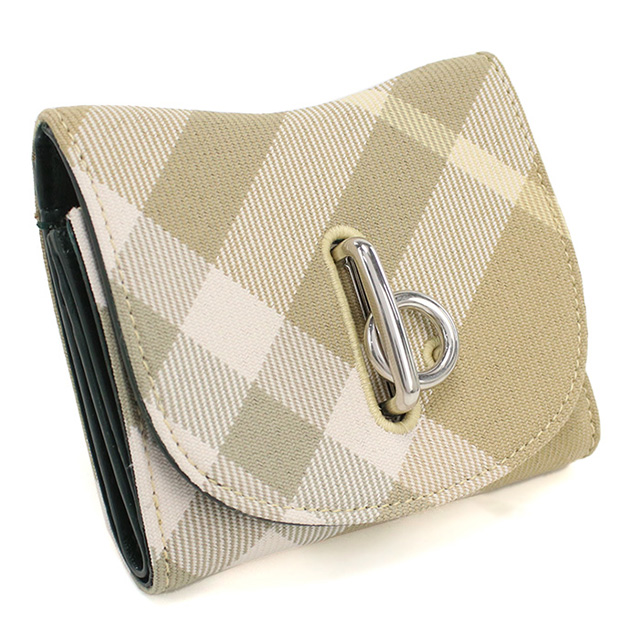 バーバリー 三折財布小銭入付き レディース ブランド BURBERRY イタリア 8081783 FLAX ベージュ系 マルチカラー 財布_3