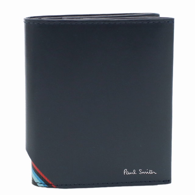 ポール・スミス 二折財布小銭入付き メンズ Paul Smith カーフ イタリア M1A7632 BLUE ネイビー系 財布_1