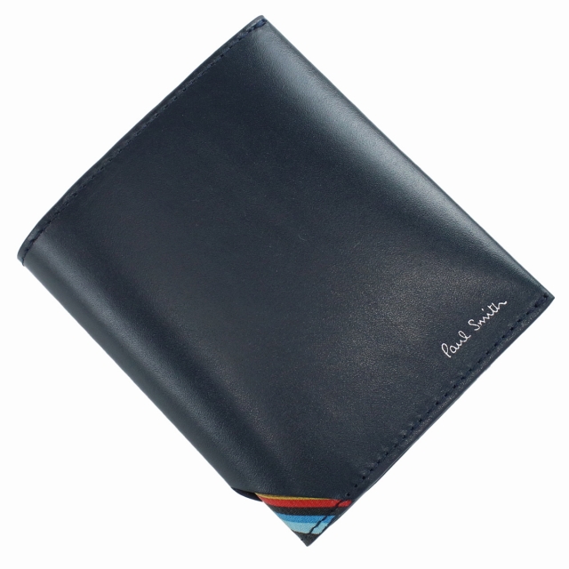 ポール・スミス 二折財布小銭入付き メンズ Paul Smith カーフ イタリア M1A7632 BLUE ネイビー系 財布_4
