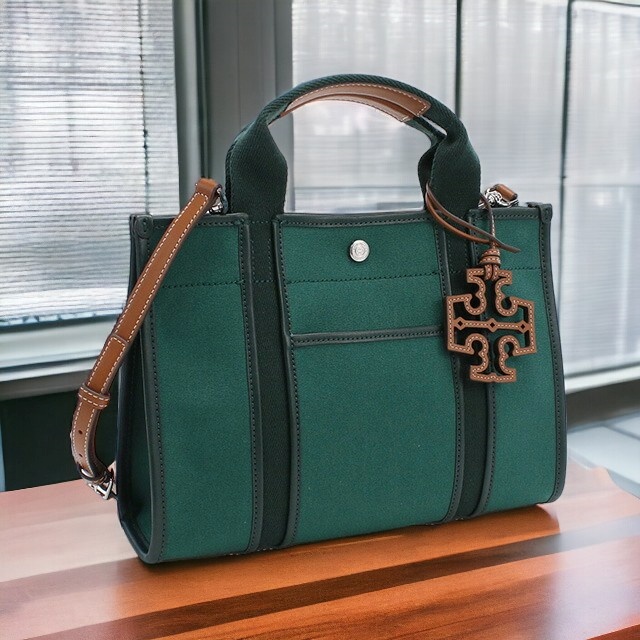 【5/23限定★先着1000円OFFクーポン】 トリーバーチ トートバッグ レディース TORY BURCH コットンキャンバス レザー カンボジア 142577 の通販は