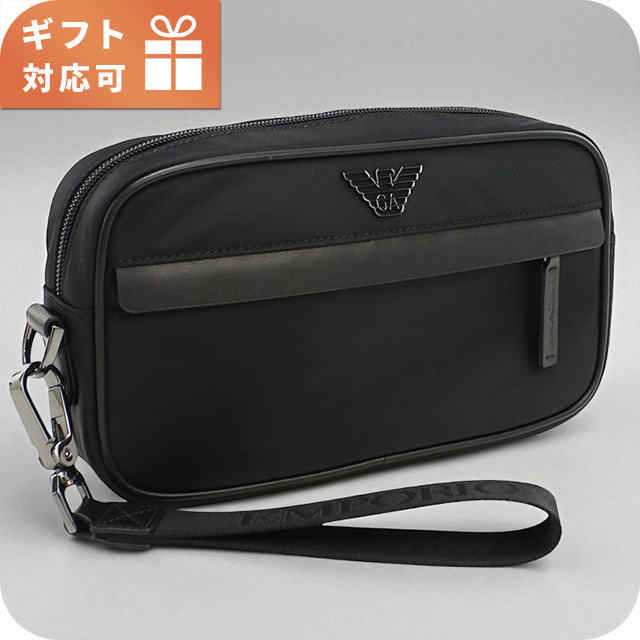 エンポリオ・アルマーニ セカンドバッグ メンズ ブランド EMPORIO ARMANI EM001811 ブラック バッグ ビジネス 軽量 小さめ ミニバッグ ブランド 高級 おしゃれ プレゼント 男性 実用的 かっこいい