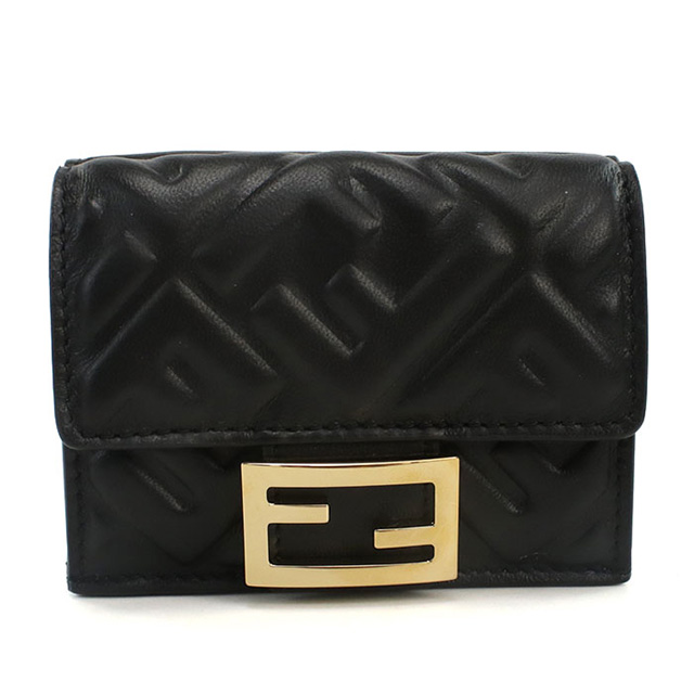 フェンディ 三折財布小銭入付き レディース ブランド FENDI レザー 8M0395 ブラック 財布_1