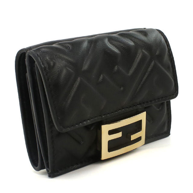 フェンディ 三折財布小銭入付き レディース ブランド FENDI レザー 8M0395 ブラック 財布_3