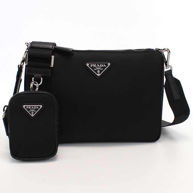 プラダ 斜め掛けショルダーバッグ メンズ ブランド PRADA TESSUTO+SAFFIANO ナイロン イタリア 2VH113 NERO ブラック バッグの通販は