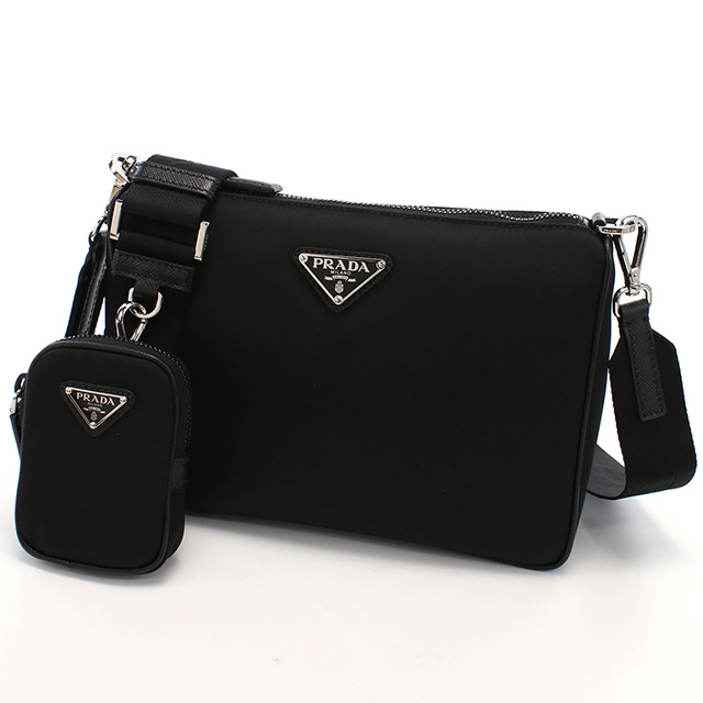 プラダ 斜め掛けショルダーバッグ メンズ ブランド PRADA TESSUTO+SAFFIANO ナイロン イタリア 2VH113 NERO ブラック バッグの通販は