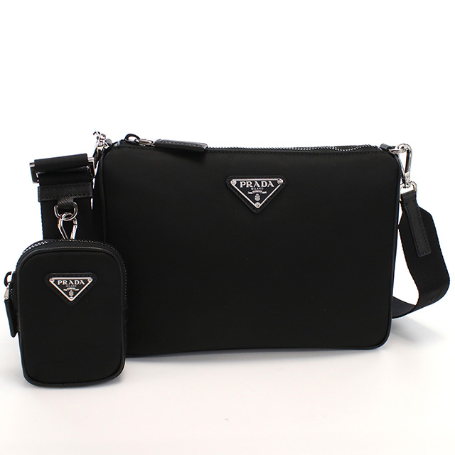 プラダ 斜め掛けショルダーバッグ メンズ ブランド PRADA TESSUTO+SAFFIANO ナイロン イタリア 2VH113 NERO ブラック バッグの通販は