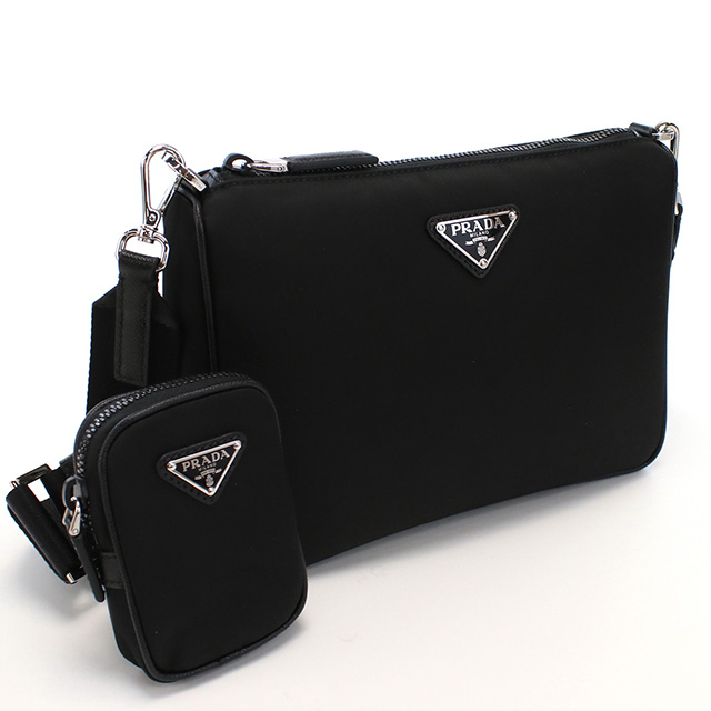 プラダ 斜め掛けショルダーバッグ メンズ ブランド PRADA TESSUTO+SAFFIANO ナイロン イタリア 2VH113 NERO ブラック バッグの通販は