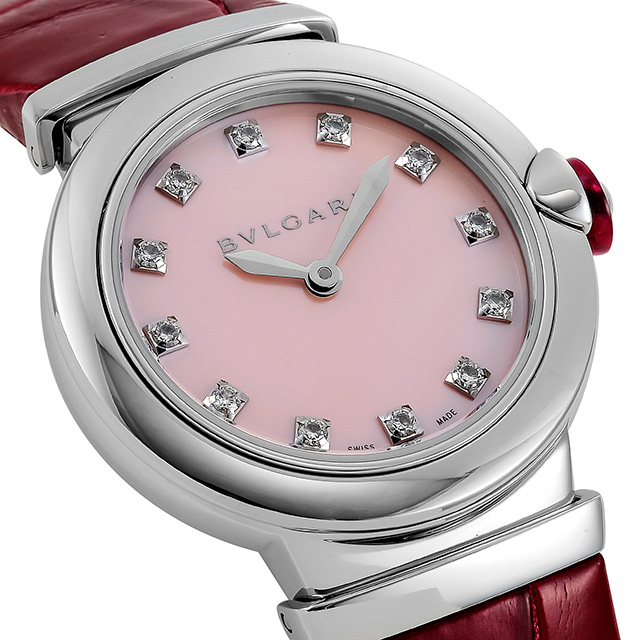 ブルガリ ルチェア クオーツ 腕時計 ブランド レディース ダイヤモンド BVLGARI LU28C2SL/12 アナログ ピンクシェル レッド 赤 スイス製