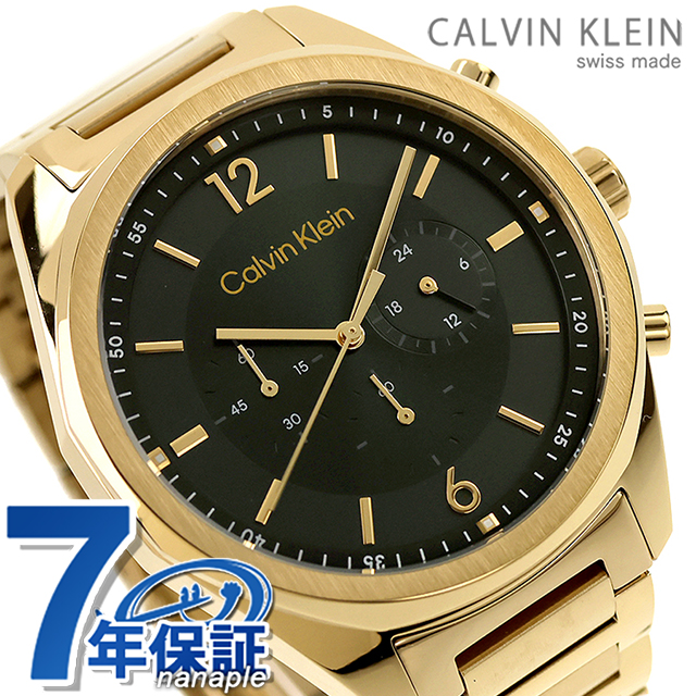 カルバンクライン フォース クォーツ 電池式 腕時計 ブランド メンズ クロノグラフ Calvin Klein 25200266 アナログ ブラック ゴールド 黒 おしゃれ 防水 プレゼント 男性 実用的