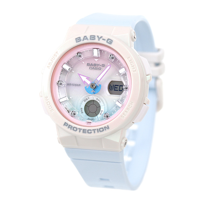 ベビーg ベビージー baby-g 腕時計 ブランド レディース クオーツ BGA-250-7A3 ビーチ・トラベラー・シリーズ 海外モデル アナデジ マルチカラー パールブルー CASIO カシオ_1