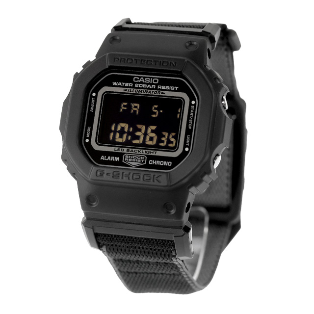 gショック ジーショック 5600 G-SHOCK NEW CLOTH BANDシリーズ クォーツ 電池式 DW-5600MNC-1 メンズ 腕時計 ブランド カシオ casio デジタル ブラック 黒 おしゃれ 防水 プレゼント 男性 実用的_1
