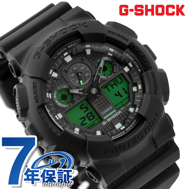 gショック ジーショック G-SHOCK GA-100 SERIES クォーツ 電池式 GA-100BEG-1A メンズ 腕時計 ブランド カシオ casio アナデジ ブラック グリーン 黒 おしゃれ 防水 軽い プレゼント 男性 実用的