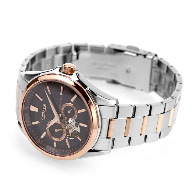シチズン コレクション メカニカル 自動巻き 腕時計 メンズ オープンハート CITIZEN COLLECTION NP1014-77E アナログ ブラック ピンクゴールド 黒 日本製 ブランド おしゃれ 防水 プレゼント 男性 実用的_3