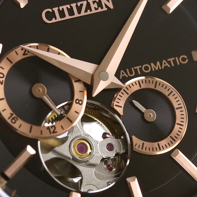 シチズン コレクション メカニカル 自動巻き 腕時計 メンズ オープンハート CITIZEN COLLECTION NP1014-77E アナログ ブラック ピンクゴールド 黒 日本製 ブランド おしゃれ 防水 プレゼント 男性 実用的_5