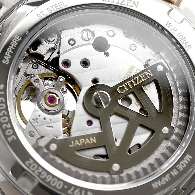 シチズン コレクション メカニカル 自動巻き 腕時計 メンズ オープンハート CITIZEN COLLECTION NP1014-77E アナログ ブラック ピンクゴールド 黒 日本製 ブランド おしゃれ 防水 プレゼント 男性 実用的_6