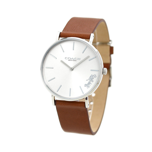 コーチ COACH 時計 レディース 36mm シルバー×ブラウン 革ベルト 14503120 ペリー 腕時計_1