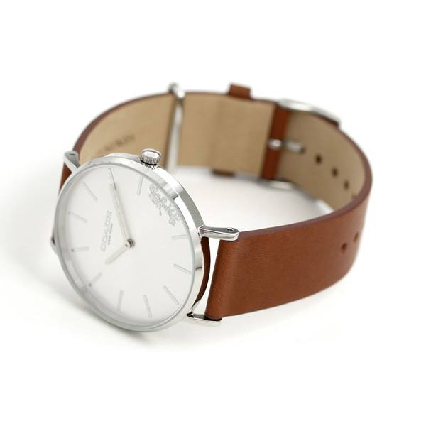 コーチ COACH 時計 レディース 36mm シルバー×ブラウン 革ベルト 14503120 ペリー 腕時計_3