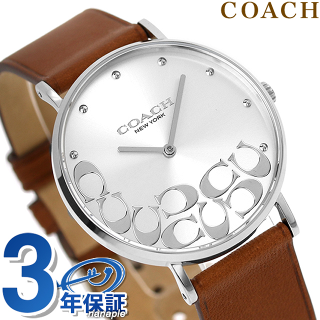 COACH◇クォーツ腕時計/アナログ/レザー/WHT/BLK/14503115