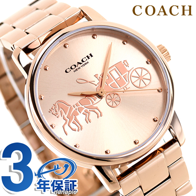 コーチ グランド クォーツ 電池式 腕時計 ブランド レディース COACH 14503740 アナログ ピンクゴールド おしゃれ 防水 軽い 華奢 かわいい プレゼント 女性 実用的