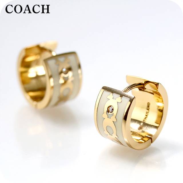 コーチ ピアス レディース COACH ロゴ フープ 両耳用 408098GLD100 ホワイト ゴールド アクセサリー ジュエリー ブランド 高級 おしゃれ プレゼント 女性 実用的 かわいい 10,803円